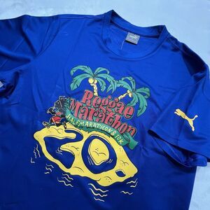 PUMA MEN'S Short-Sleeved Reggae Marathon T-Shirt Size LG New tag Blue and Yellow